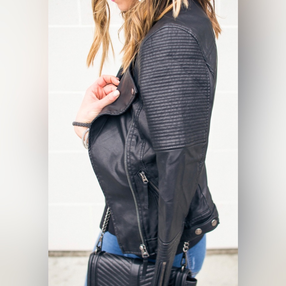 Topshop Black Vegan Motto Jacket